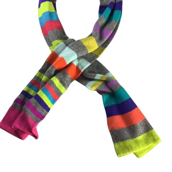 Xhilaration Women's Striped Multicolor Long Scarf Knitted Winter Accessory - Picture 7 of 10
